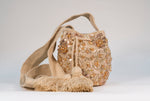 Mochila Wayuu "Glamour Dorado" con Perlas y Flecos