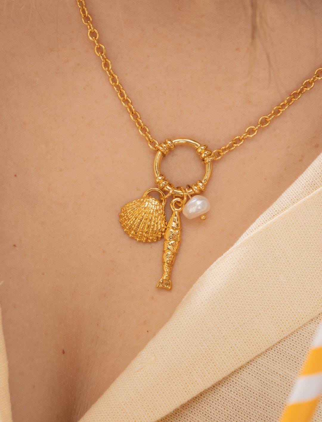 Collar Perla Concha + Aretes