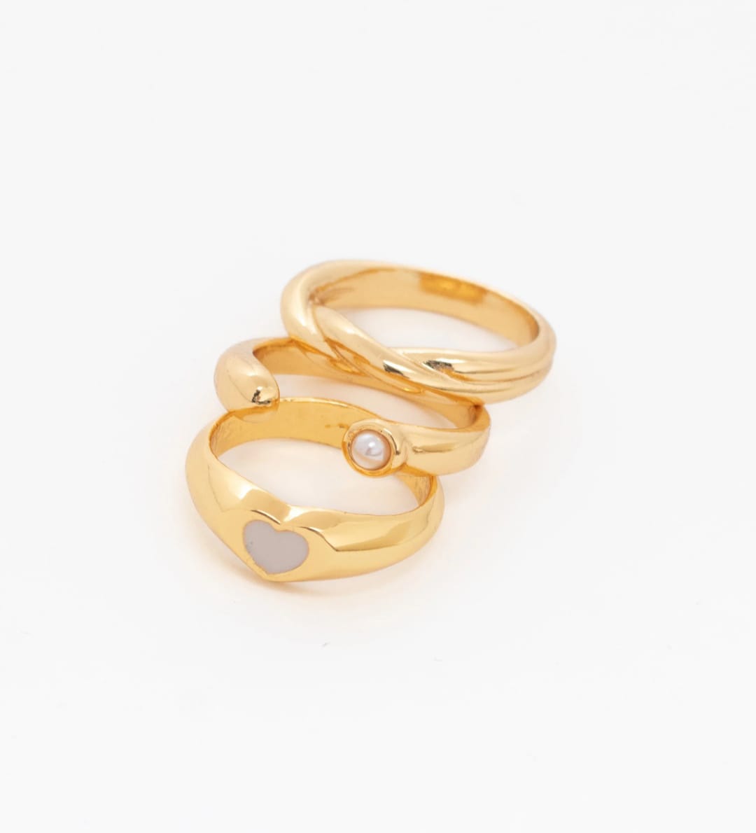 Set x 3 Anillos Perla Lazo