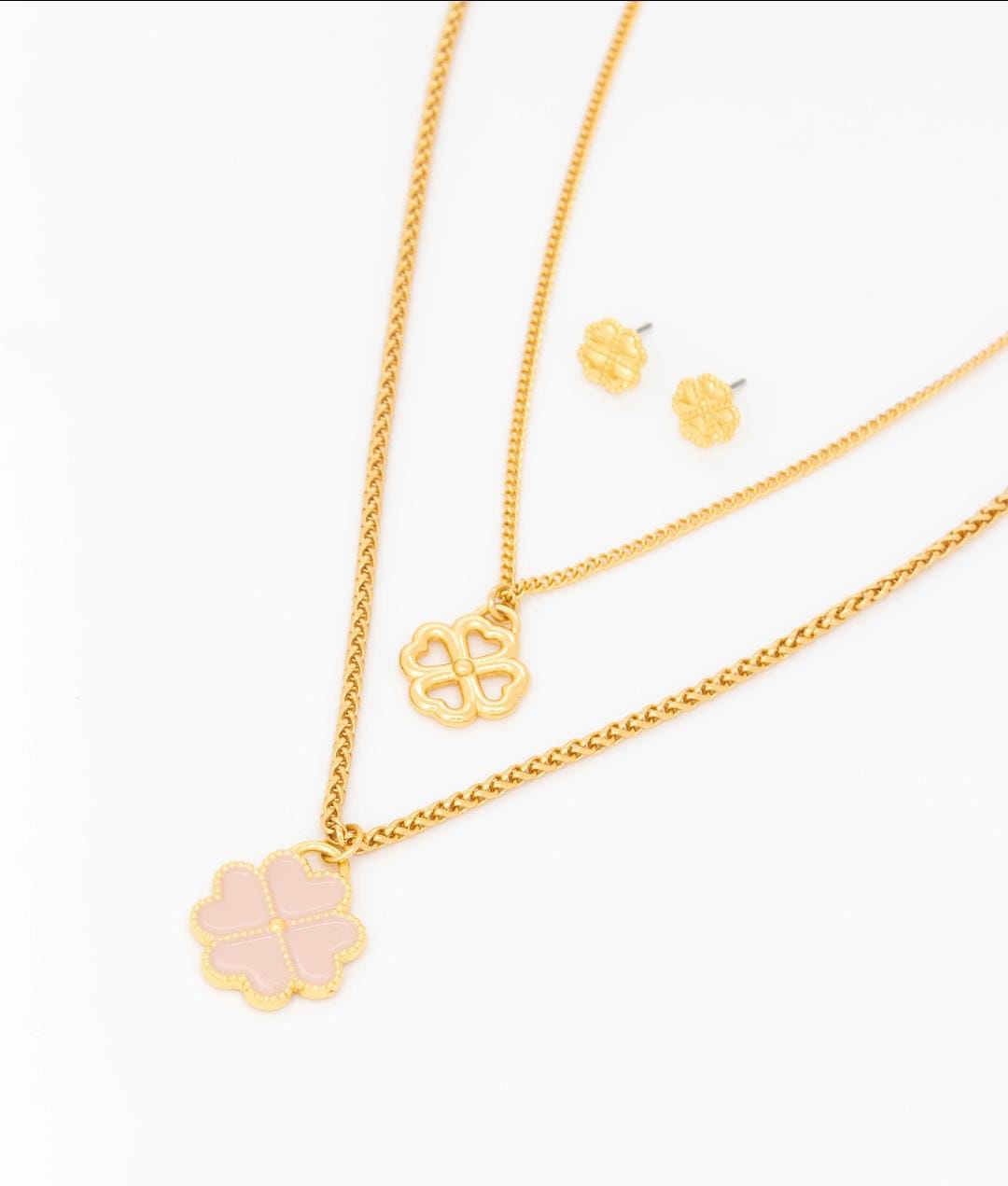 Collar Layering Trebol X2 + Aretes Trebol AVEMARIA X TERS