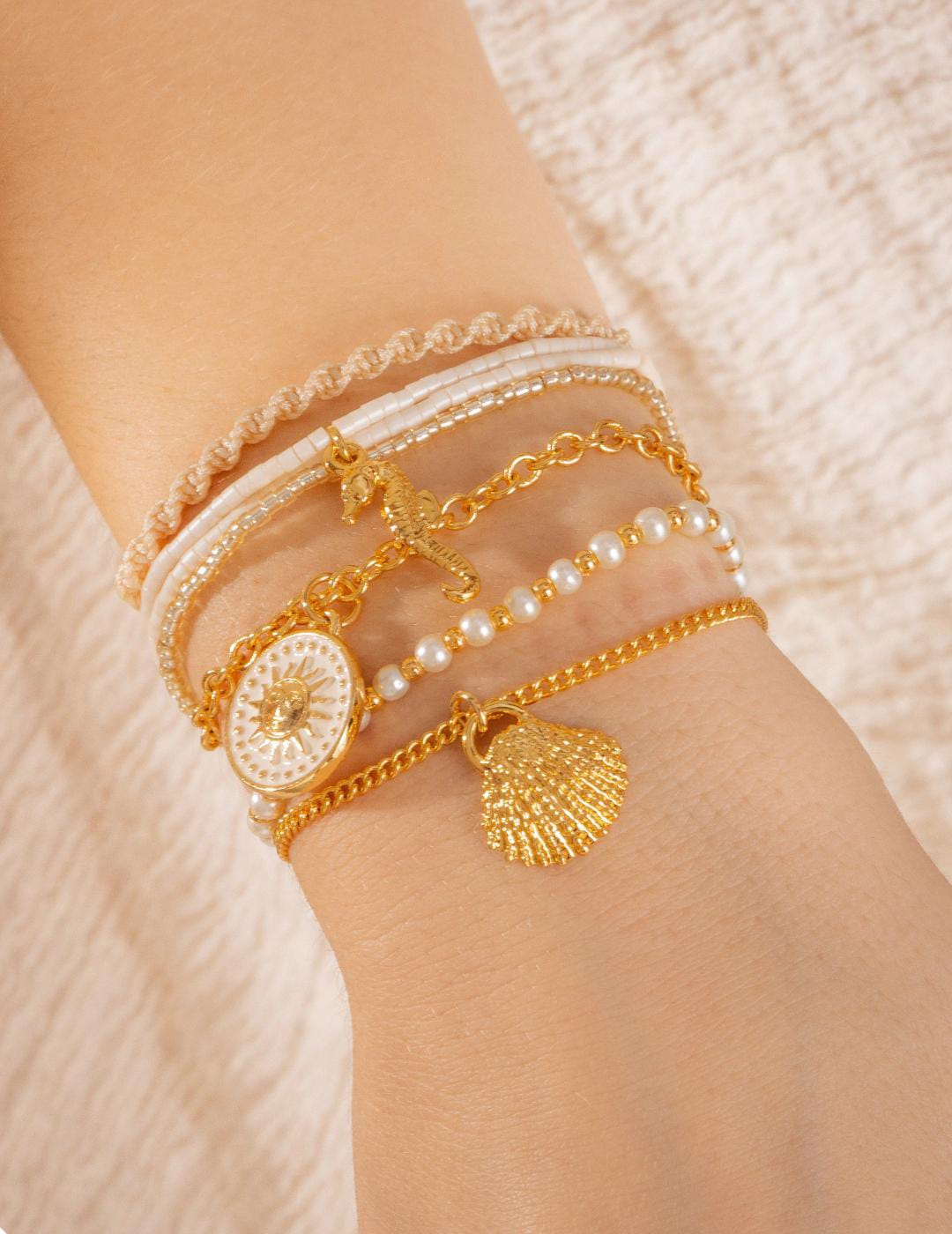 Set X4 Pulseras Caballito Mar + Aretes