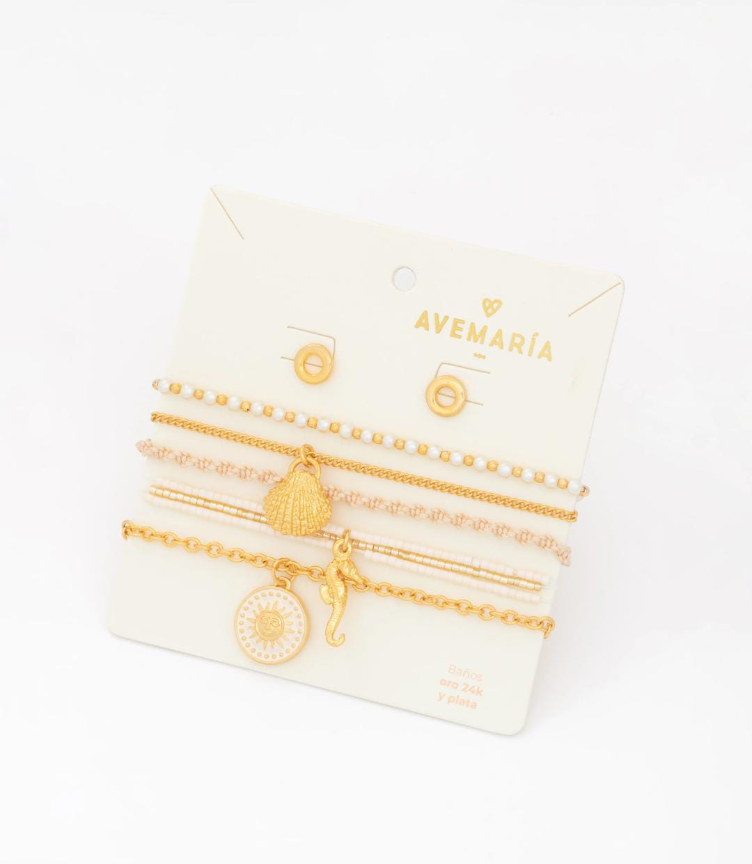 Set X4 Pulseras Caballito Mar + Aretes