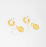 Candongas 3 En 1 Sol Y Luna Plata Y Oro